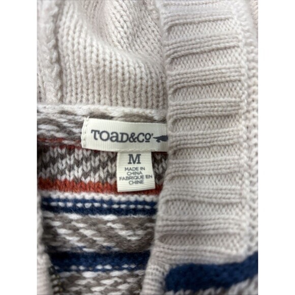 Toad & Co Women Hoodie Sweater Medium Striped Lambswool Zip Pockets Cozy Outdoor - Picture 8 of 11